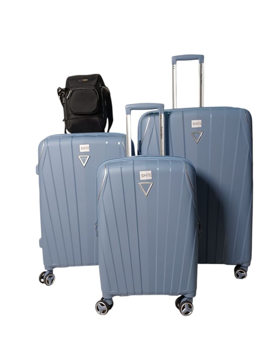 SMTE - 4Piece CornerProtected Hard Shell PP Luggage SetSky