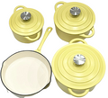 SMTE - New Design 7 Piece Cast Iron Enamel Pots - Yellow