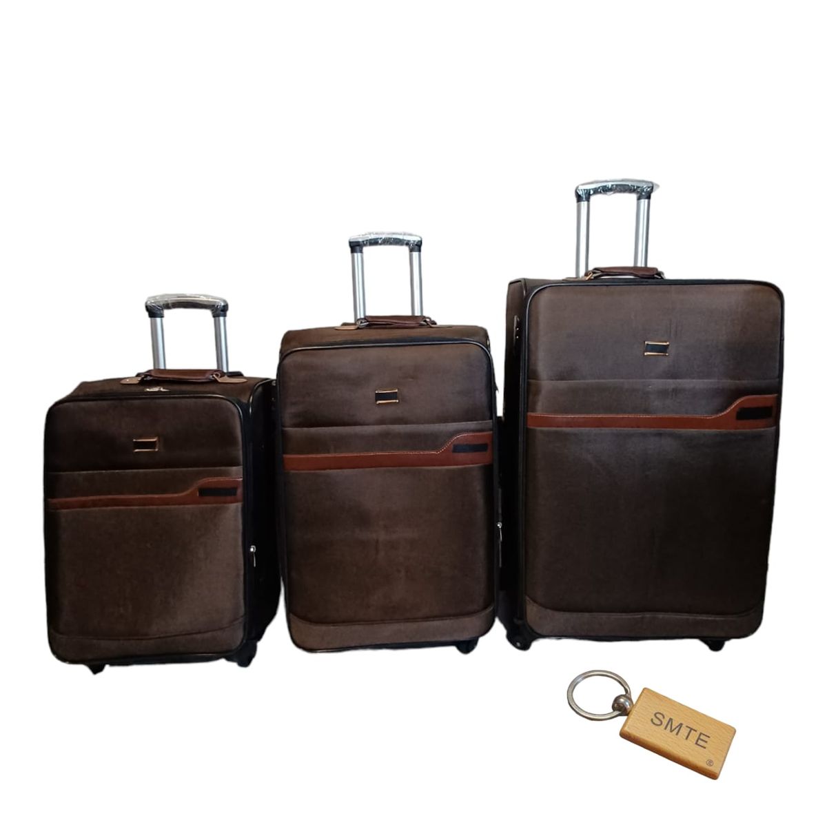 SMTE - G4 Premium 3Piece Suitcase SetBrown+ Keyring