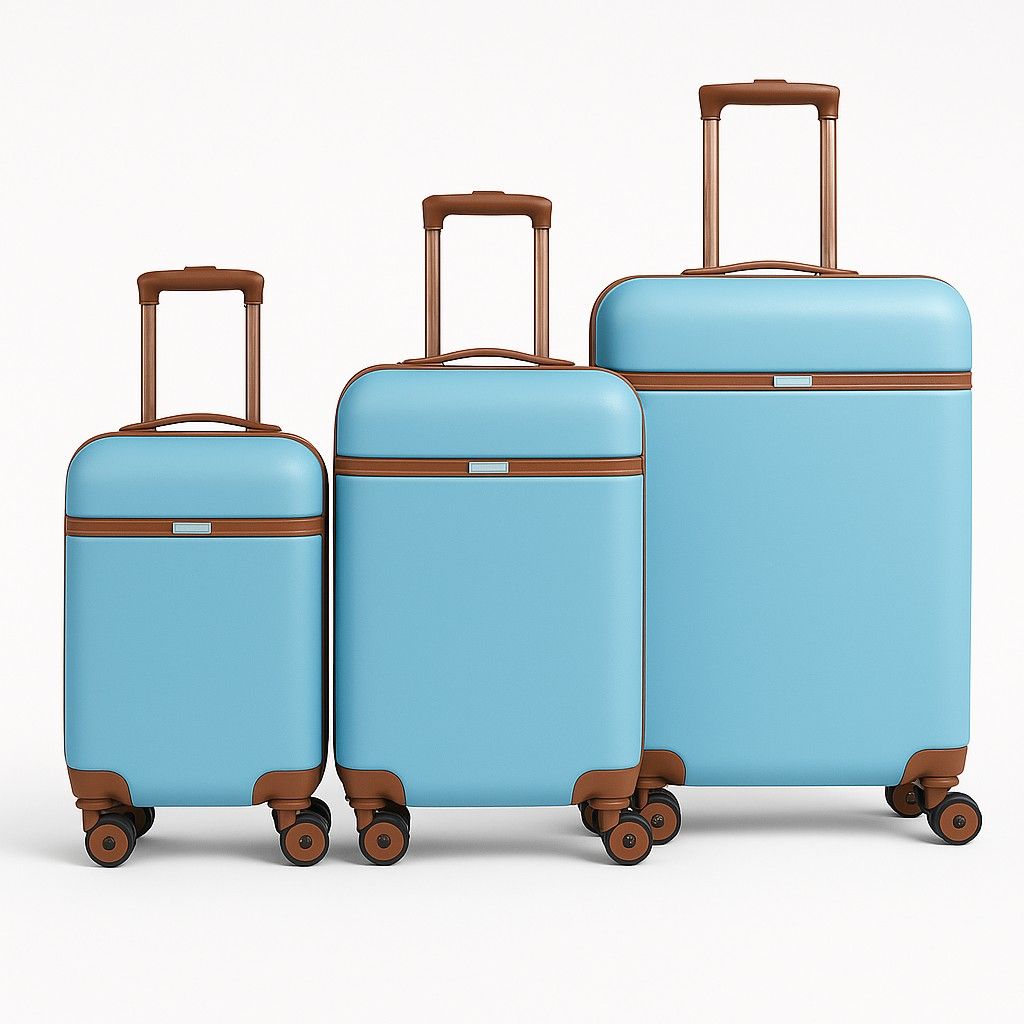SMTE - 3Piece Light Blue ABS Hardside Luggage SetSpinner Wheels & Lock