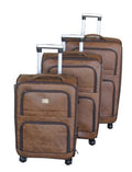 SMTE - Acesa Quality Luggage Set of 3 PU Leather Travel Suitcase Set - Brown