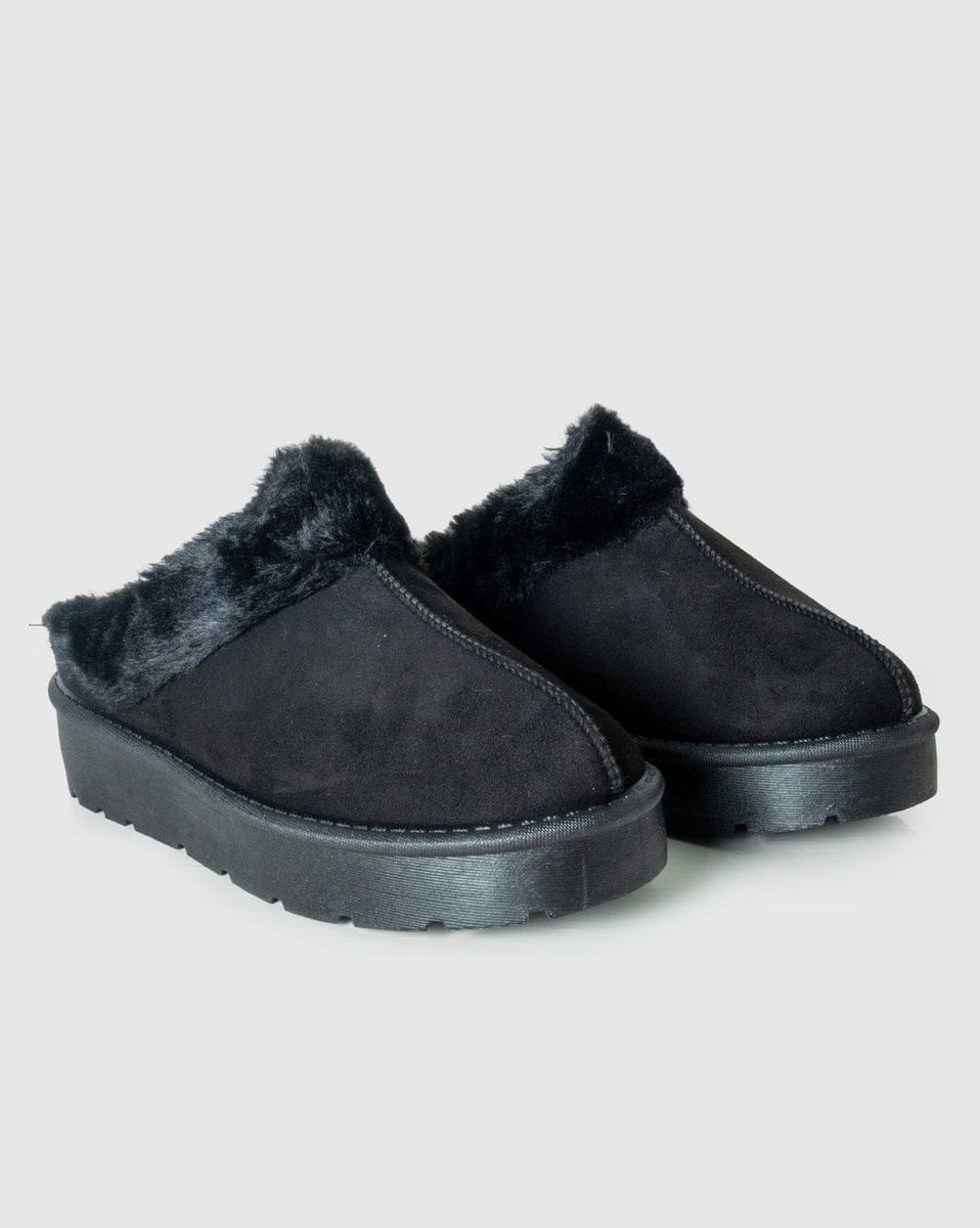SMTE - Women Black Round Toe Rubber Sole with Faux FurUK 5