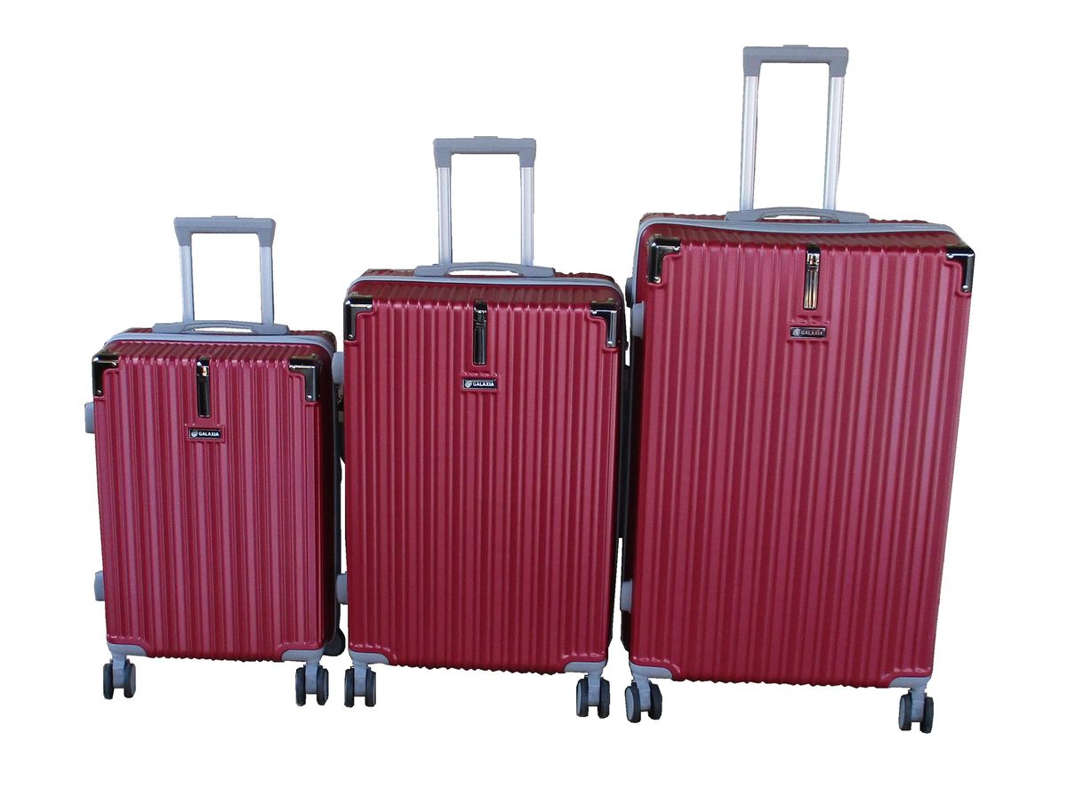 SMTE - GALAXIA 3 Piece Red ABS HardShell Luggage Set and Combo Lock