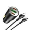 SMTE - Hoco NZ6 PD+QC 3.0 3 Port 45W Car Charger With Type C To Lightning Cable