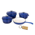 SMTE - Premium 7Piece Cast Iron Cookware Set+  KeychainBlue