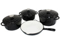 SMTE - 7-Piece Cast Iron Dutch Oven Cookware Pot Set - Black