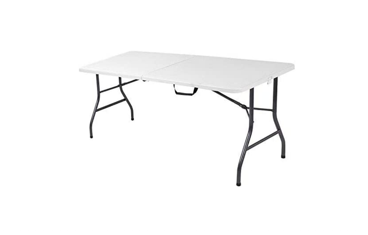 SMTE - 1.8m Plastic Folding Table - Folds in Half with Carrying Handle
