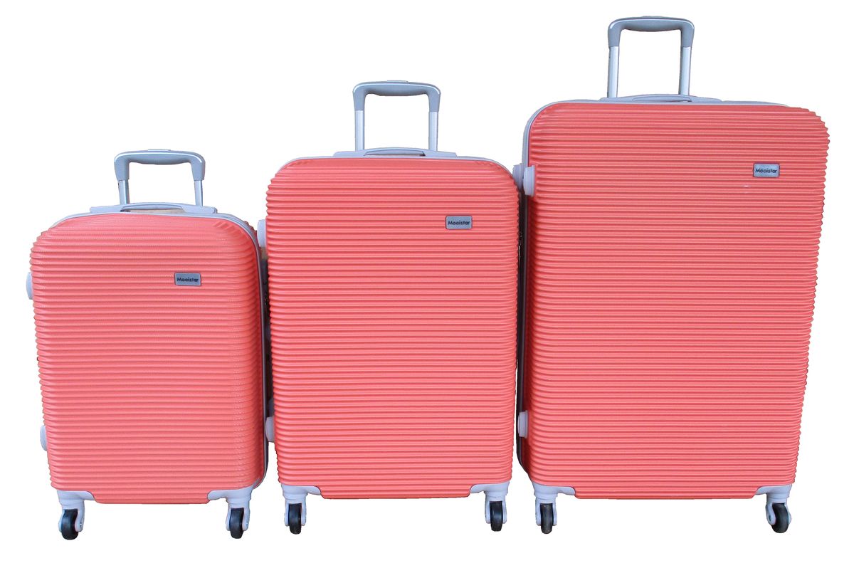 SMTE - 3Piece ABS Luggage SetCoral Pink, 360 Spinner Wheels