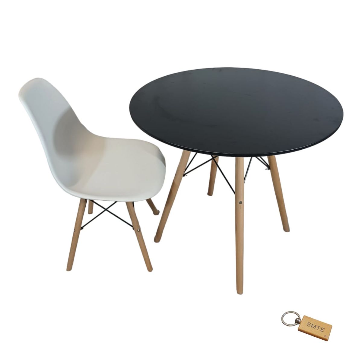 SMTE - White Chair with Black table with  KeychainSet With 1