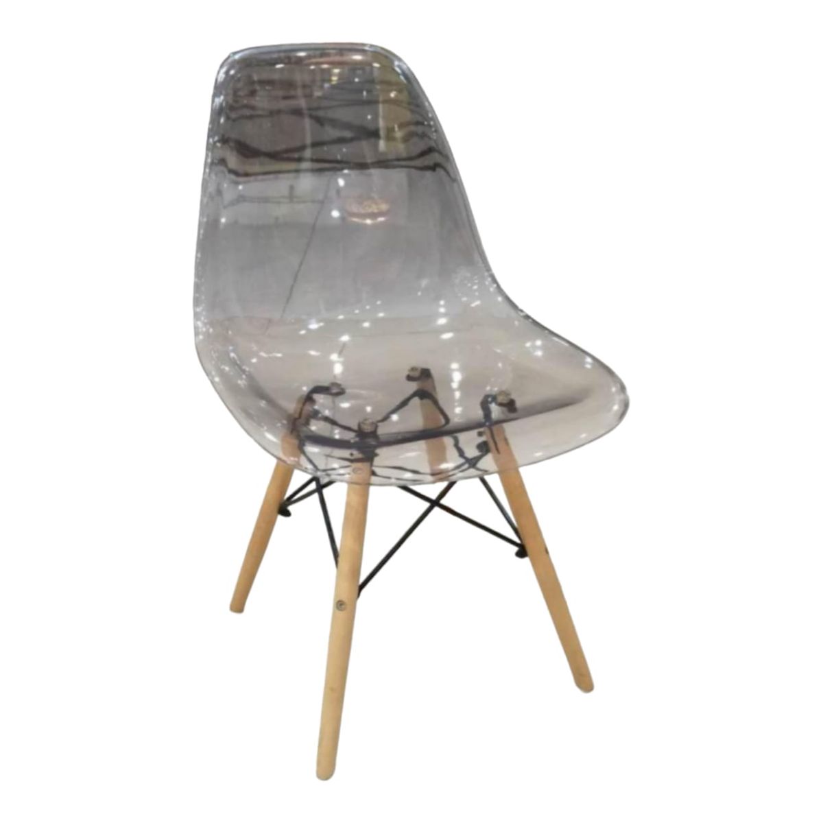 SMTE - Clear Eames Chair with Wood LegsTransparent