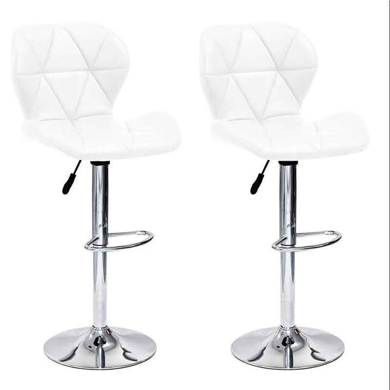 SMTE - Modern and Stylish Diamond Padded Kitchen and Bar Stool - White