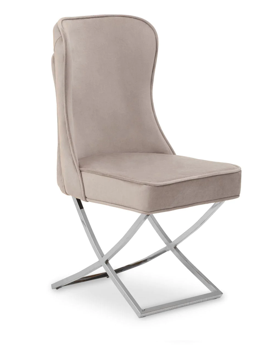 SMTE - Mustafa Velvet Dining Chair - Beige