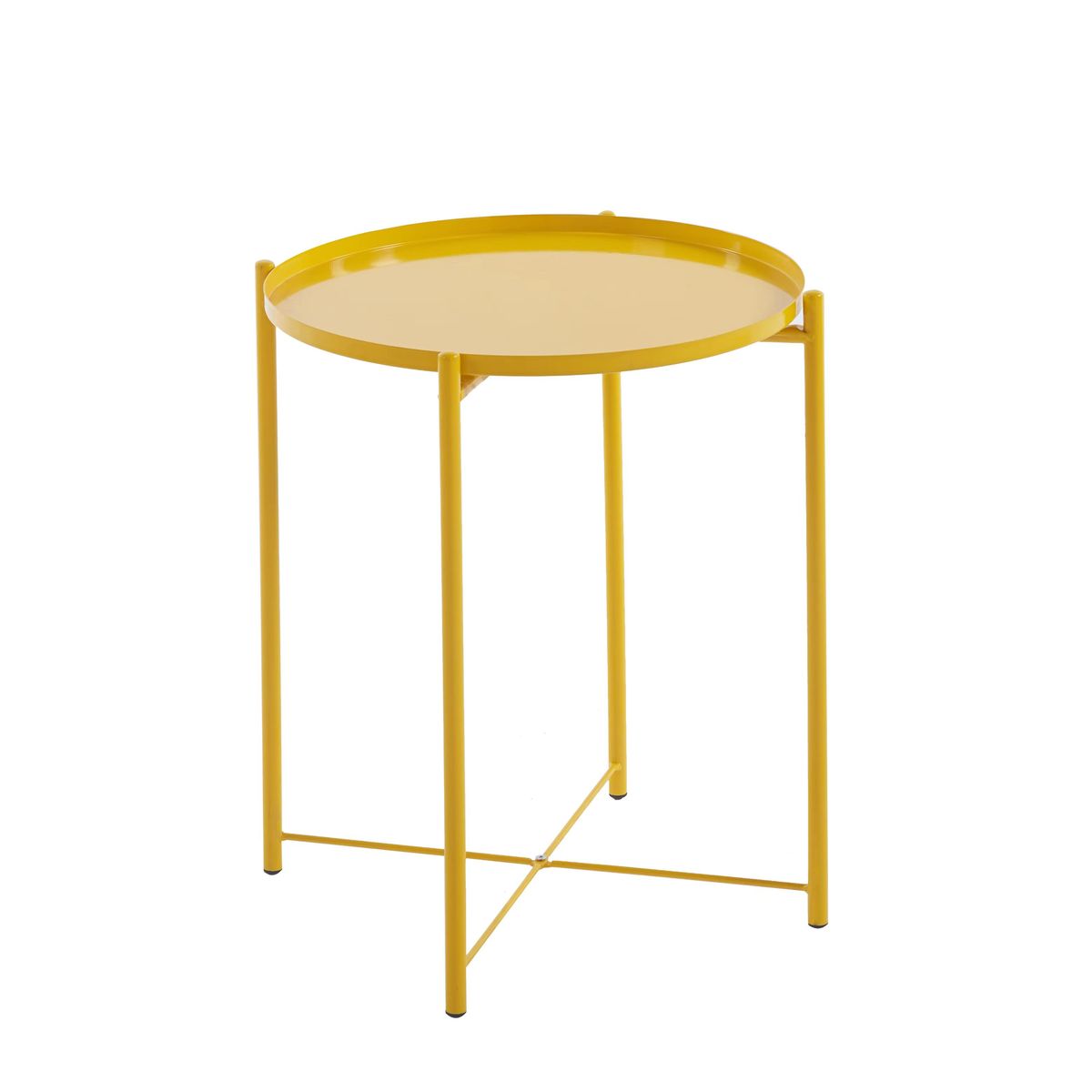 SMTE - 1 Tier Colourful Metal Round Side Table/Tray Table/Coffee Table-Yellow