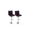 SMTE - Pair of Als Leather Swivel Bar Stools - Brown