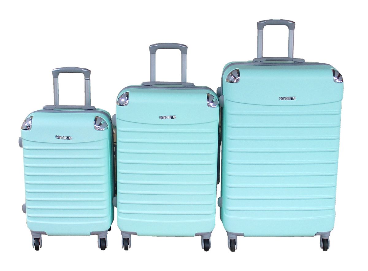 SMTE - Soft Mint Green 3Piece ABS Luggage SetSpinner Wheels & TSA Lock