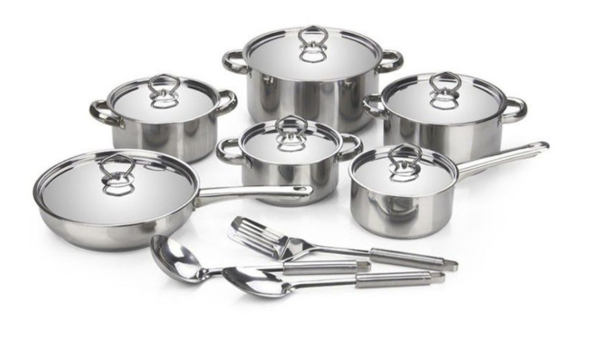 SMTE - Sastro - Set Of 15 Pieces Heavy Bottom Stainless Steel Cookware