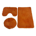 SMTE - 3 Piece Fluffy Toilet Seat Cover & Bathroom Mats Set - Orange