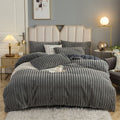 SMTE - Cherry Mart, Magical Fluffy 4 Piece Duvet Cover Set Dark Grey