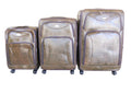 SMTE - IYH- Quality Luggage Set of 3 Leather Travel Suitcase Set - Dark Brown