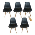 SMTE - Plastic Chair With Wooden Leg Set of 5+  KeychainBlack