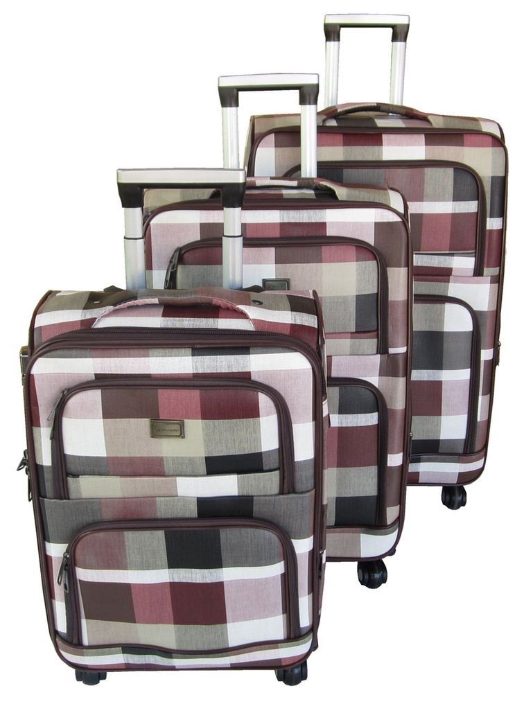 SMTE - Red/White Plaid 3Piece Luggage Set