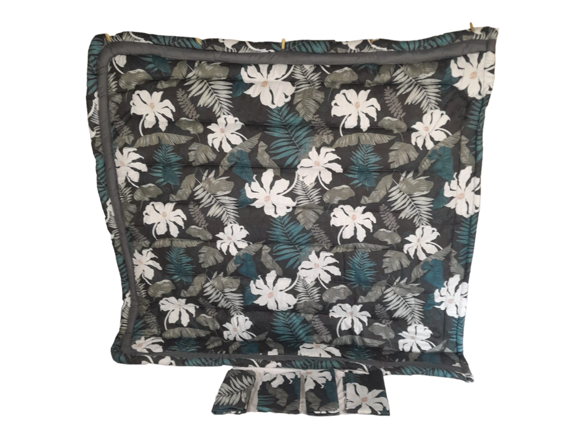 SMTE - Bedding- 5 Piece Comforter Set -Queen Size- Black Flowers