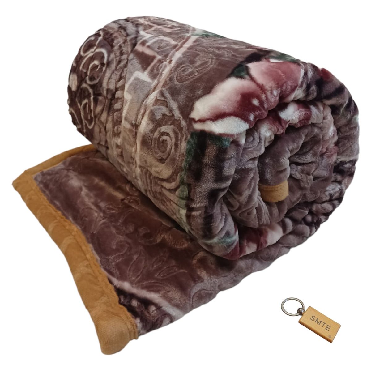 SMTE -  :Cozy 2Ply NonFiber Blanket: Keep Your Winter Warm + KeyringBrown