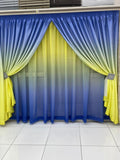 SMTE - Dream World 2 Tone Modern Stylish Curtain With Lace And Tie Backs - Yellow, Blue