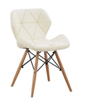 SMTE - Faux Leather Butterfly Design Ergonomic Dining Chair - Off-White
