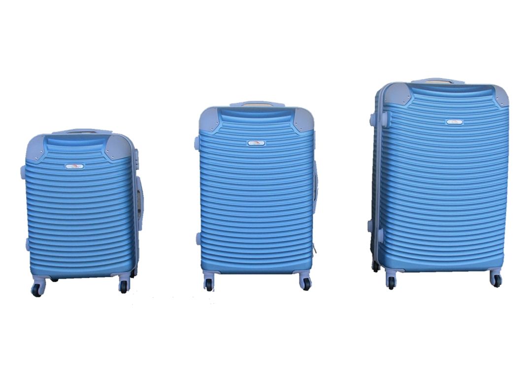 SMTE - 3 Piece Hard Outer Shell Lightweight Luggage Set - Light Blue