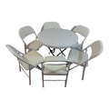 SMTE - 6 Folding Padded Chair Outdoor Dining Table ComboTp2