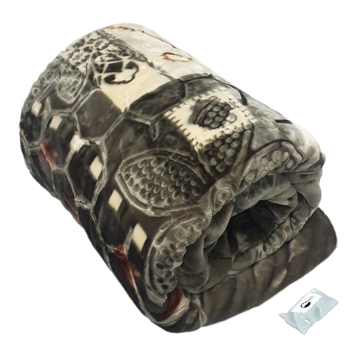 SMTE - 2-Ply Ruling Premium Heavy Winter Mink Blanket & Tieback - Grey Flower