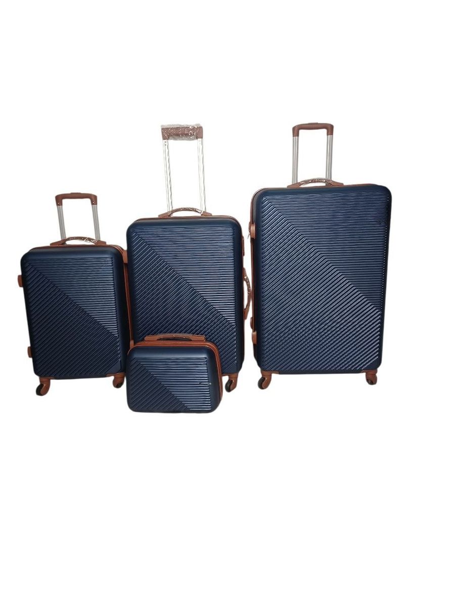 SMTE - Hard Shell Suitcase SetNavy Blue and Brown4Piece