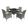 SMTE - Contour Outdoor 5 Piece Rattan Patio Furniture SetGrey