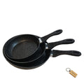 SMTE - GraniteMaster:Your GoTo Fry Pan for Effortless CookingBlack + Keyring