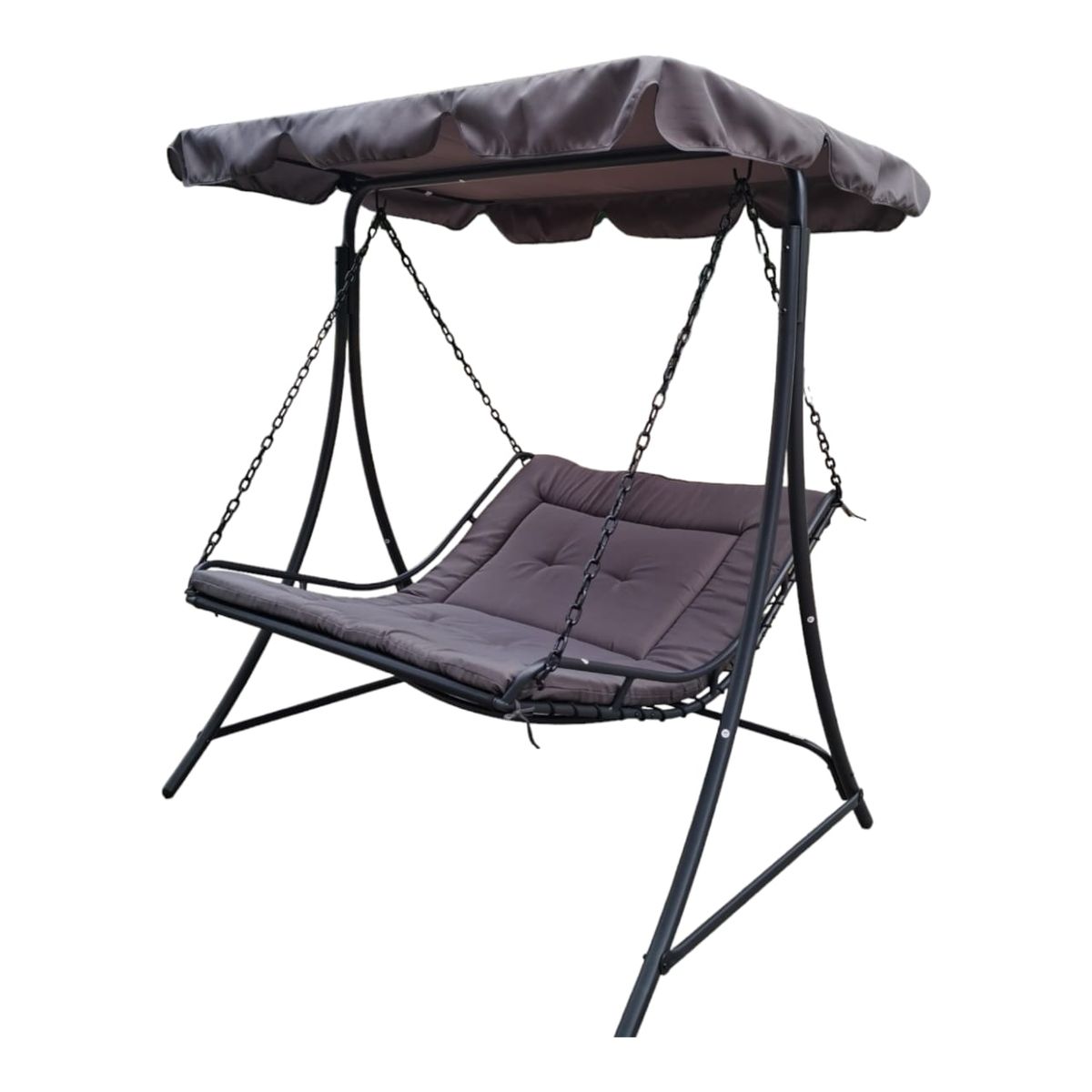 SMTE - 3 Seater Metal Swing Chair with CanopyGrey