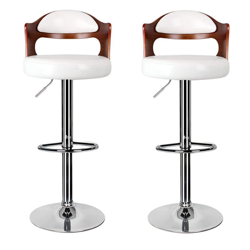 SMTE - 2 Piece 360°swivel Modern Design Bar Stools - White, Brown