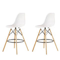 SMTE - Set of 2 Modern Style Chair Counter/Bar Stools - White