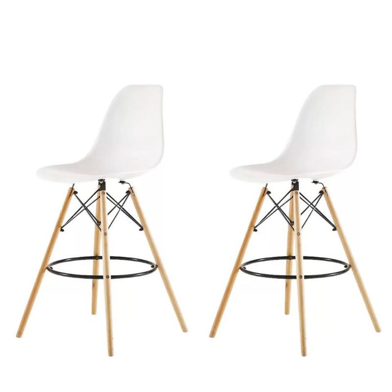 SMTE - Set of 2 Modern Style Chair Counter/Bar Stools - White