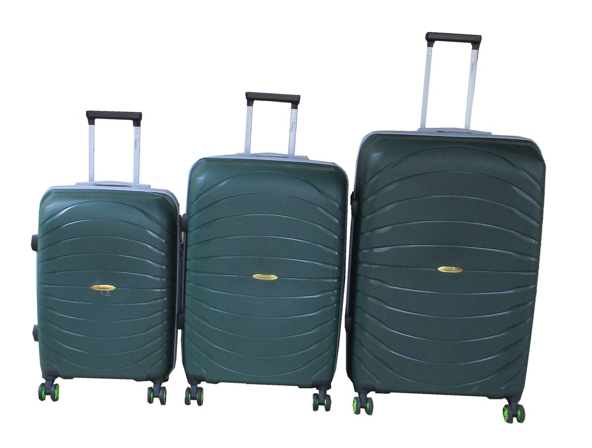 SMTE - Stylish 3Piece ABS Hardshell Luggage SetBlack, Spinner, Secure Lock.