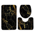 SMTE - Gold pattern Marble 3 Piece Bathroom Mat set - Black