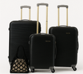 SMTE - Black 3Piece ABS Hardshell Luggage Set with Spinner Wheels & Lock System