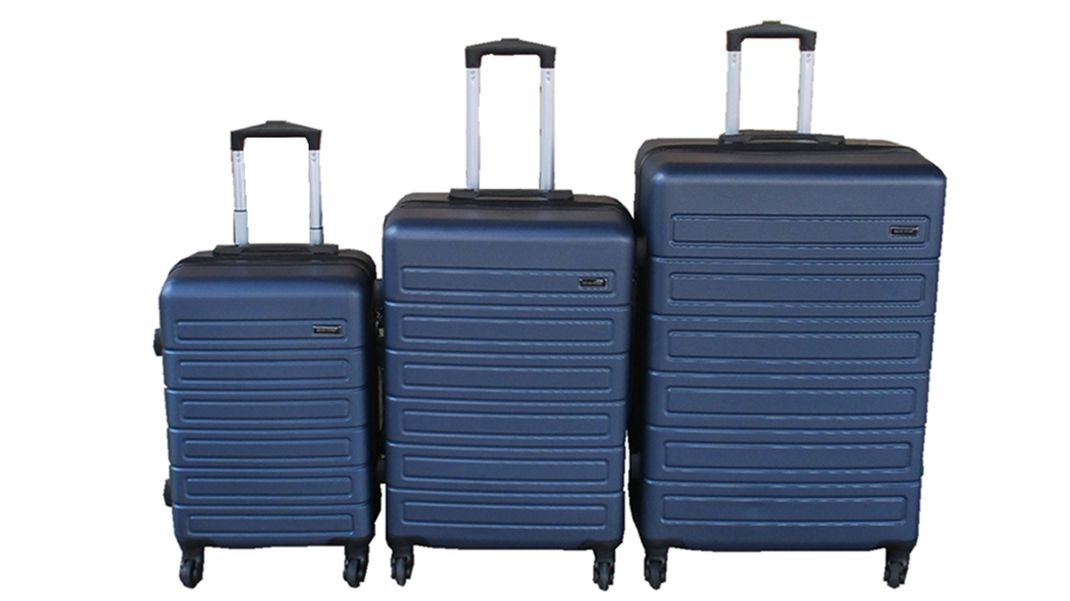 SMTE - Navy Blue 3Piece ABS Luggage SetHard Shell, Spinner Wheels, Locks