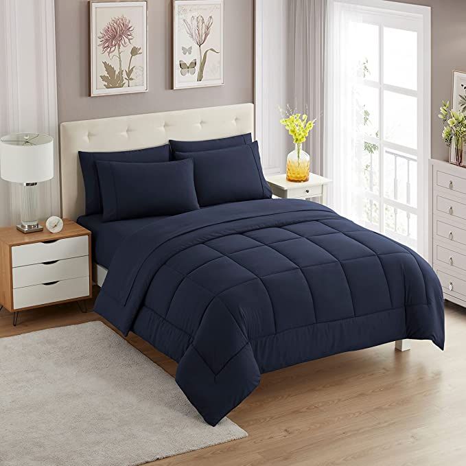 SMTE - Plain Rio Comforters - Navy Blue