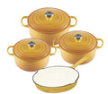 SMTE - Acesa - Quality 7 Piece Authentic Cast Iron Dutch Oven Cookware Pot Set - Yellow