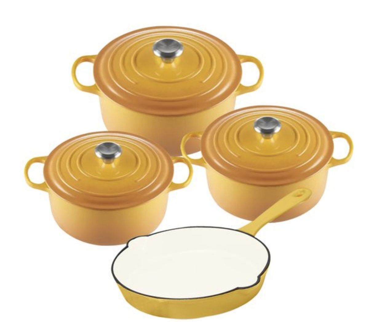 SMTE - Acesa - Quality 7 Piece Authentic Cast Iron Dutch Oven Cookware Pot Set - Yellow