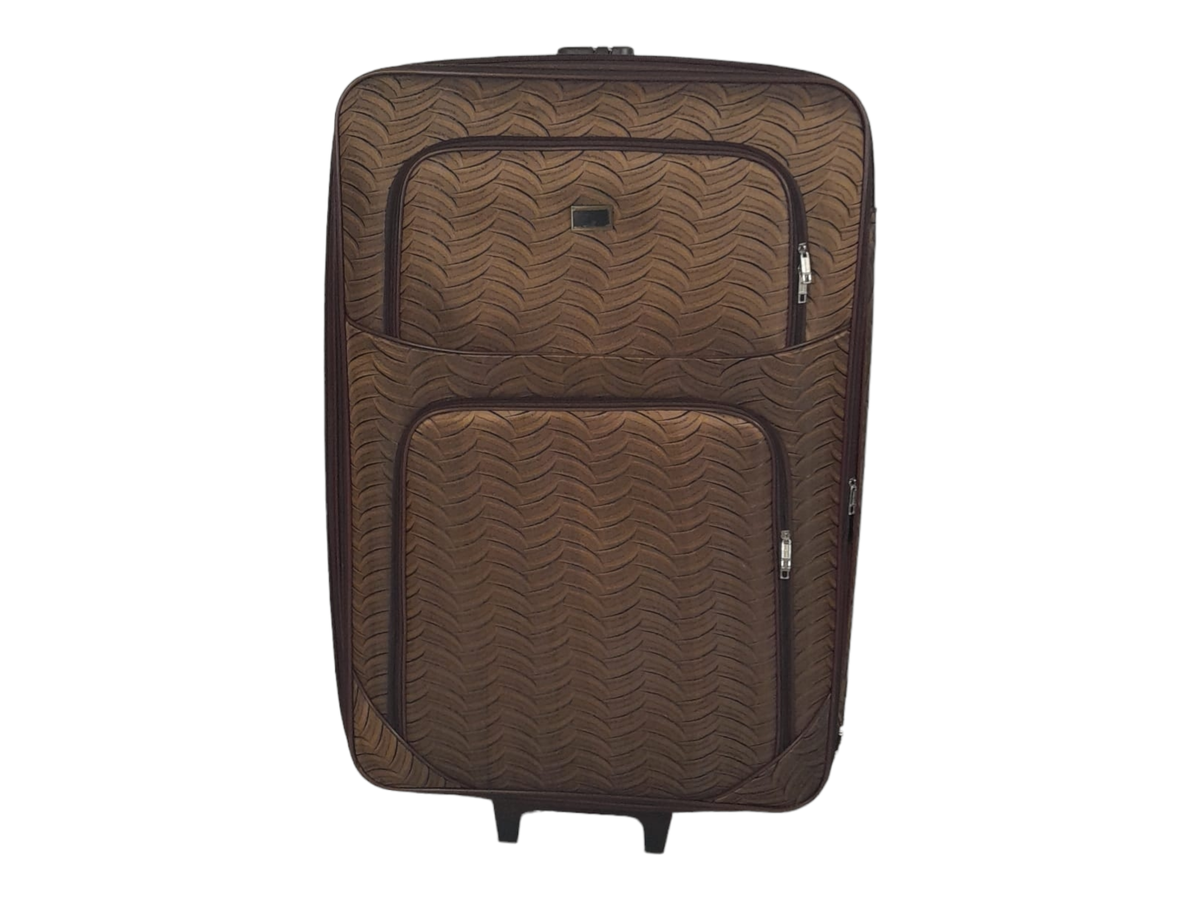 SMTE - Trolley 1 Piece Fabric Travel Luggage SpinnerBrown - 88 cm