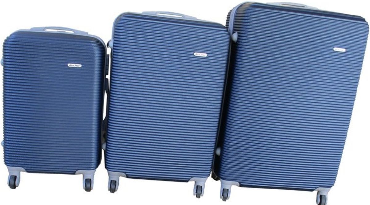 SMTE - Acesa Quality 3 Piece Hard Outer Shell Luggage Set - Navy