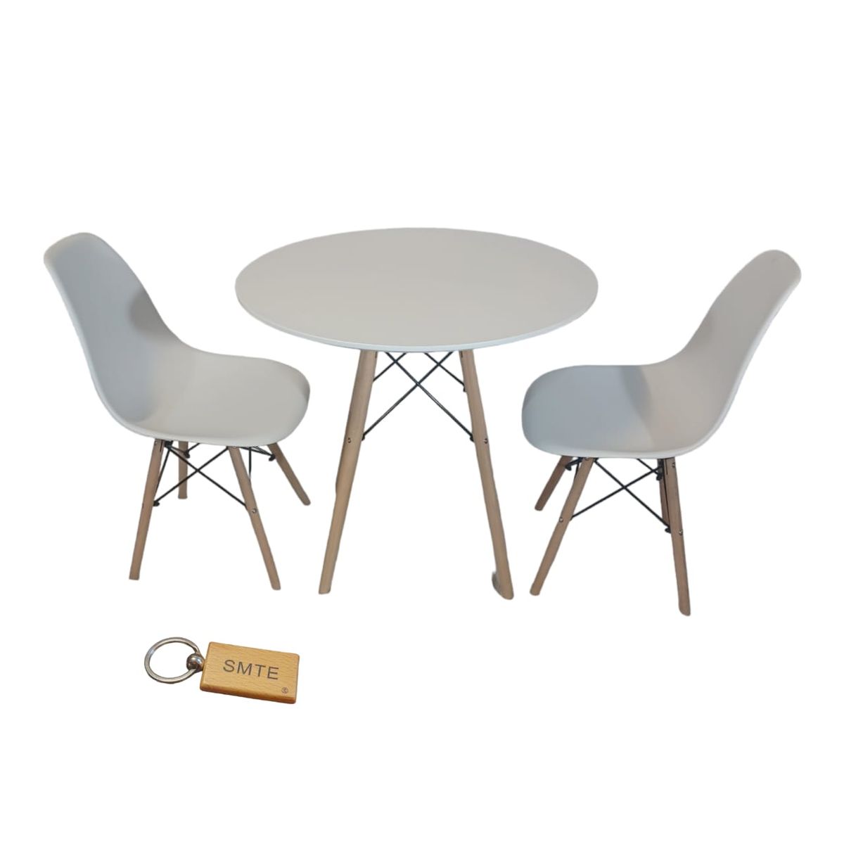 SMTE - White Chair with White Table with KeychainSet For 2