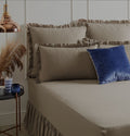 SMTE -  6-piece Frilled Bed Sheet Set - Brown - M